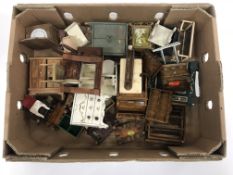 Three boxes of assorted dolls' house fur