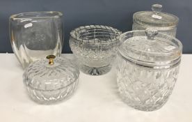 A Val St. Lambert cut glass bowl and cov