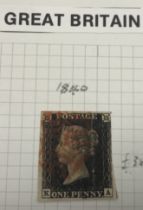 An 1840 Penny Black stamp "K/A"