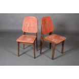 Altributed to Jean Prouvé French (1901-1984), a pair of 'Tout Bois' chairs, c.1940s, orange back and