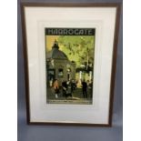 A colour reproduction of an LNER poster for Harrogate with a view of the Pump Room, 47cm x 29cm