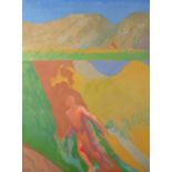 ARR Michael Robert Buhler (1940-2009), Figure moving through landscape, oil on canvas, unsigned,
