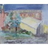 ARR Elizabeth Boyle, Contemporary, Park Square, Leeds with marquee, watercolour, dated 'October