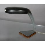 A Spanish Bometal desk lamp, c .1950s, the adjustable black metal circular shade on a grey metal