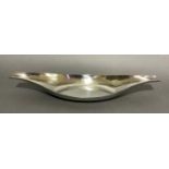 A Satinsteel of London stainless steel boat-shaped bowl, 16cm wide x 50cm high
