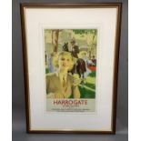 A colour reproduction of an LNER poster for Harrogate, with young woman 48cm x 29.5cm