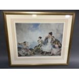 By and after Sir William Russell Flint, The Shower, colour print, signed in pencil to the margin,
