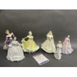 Six Royal Doulton china figures