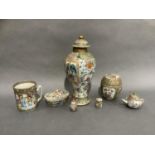 A collection of 19th century Chinese famille rose including baluster vase and domed cover, mug