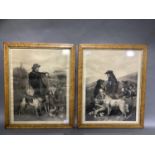 A pair of Victorian lithograph of gamekeeper and gun dogs, probably after Landseer, published in