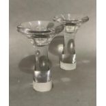 Mid-century pair of Tapio Wikkala for Ittalia candle holders, c.1960, hand etched to base with model