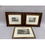 19th century engravings, Studley Royal (2) and Harewood, Yorkshire in mahogany frames Yorkshire (3)