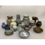 A quantity of Studio pottery vases, oil bottles, storage jars etc