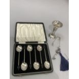 A set of silver bean coffee spoons, George V, Birmingham 1932, approximate weight 1oz, cased