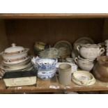 A part Edwardian dinner service, ramekins, pie dishes, leaf moulded kidney shaped side plates,