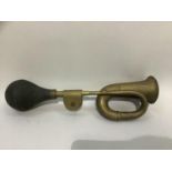A vintage Deluxe gilt metal car horn, 45cm long