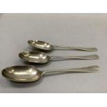 Three silver rat tail serving spoons, Victorian, London 1898, total approximate weight 7oz