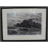 B W Leader RA (after) TH Chauvel (by) - A Surrey Sandpit, signed artist proof on vellum, etching