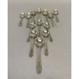 Seven 18th/19th century silver teaspoons, different marks, together with a set of six silver
