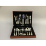 A canteen of silver plated beaded cutlery for six