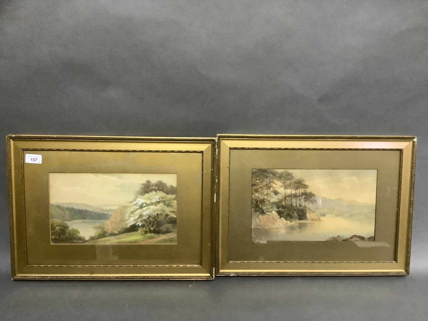 S. Walton, river landscapes, a pair,watercolour, signed to lower left and right, 18.5cm by 31cm,