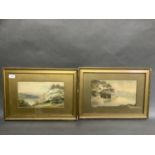 S. Walton, river landscapes, a pair,watercolour, signed to lower left and right, 18.5cm by 31cm,