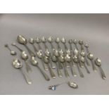 A collection of silver teaspoons, 18th, 19th and 20th century, total approximate weight 16oz
