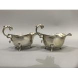 A pair of silver sauce boats, George V, Birmingham 1933, total approximate weight 6.5oz