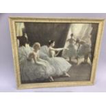 A vintage print after Laura Knight of ballerinas, 42cm by 52cm