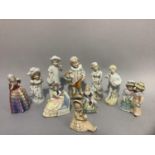 Late Victorian Continental figures including three single bookends etc