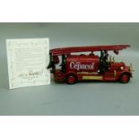 An Arts Metal, Milano, cast Neo Cepacol fire engine, red livery, the base with arts metal
