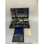 A canteen of silver plated cutlery together with a cased set of tea knives