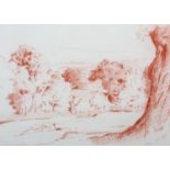 ARR Graeme Willson (1951-2018) Wharfedale from Bolton Abbey, conte crayon, signed and dated '94 to
