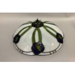 A Tiffany style ceiling light in white, purple and green, 48cm diameter