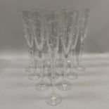 A set of twelve Royal Brierley Millennium Champagne flutes each one numbered of 2000 and measuring