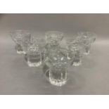 A set of six Royal Brierley ice dishes with swag cut to the rim and on a fluted pedestal base, 8.5cm