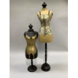 Two tailor's dummy jewellery stands, 83cm high and 60cm high