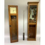 A time clock by Gents of Leicester with electric impulse pendulum movement in mahogany case, white