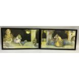 A pair of vintage prints after Mary Cold of Spanish romantic couple on a moonlit terrace and another