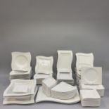 A Villeroy and Boch twelve piece New Wave dinner service comprising pasta dishes 28cm, square plates