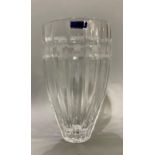 A Waterford crystal vase of marquis design with label and marked base, 20.5cm high