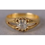 A VICTORIAN SINGLE STONE DIAMOND RING in 18ct gold, the Old European cut stones claw set in a