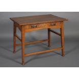 FROM THE STUDIO OF OWEN BOWEN (1837-1967), AN OAK ART NOUVEAU ARTIST'S TABLE, rectangular, the