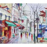 ARR DIDIER GRANDT (French, b.1934) PLACE DU TERTRE, Montmartre, street scene with figures, oil on