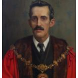 ARR J W BROOKE, early 20th century, The mayor, three quarter portrait, standing, wearing