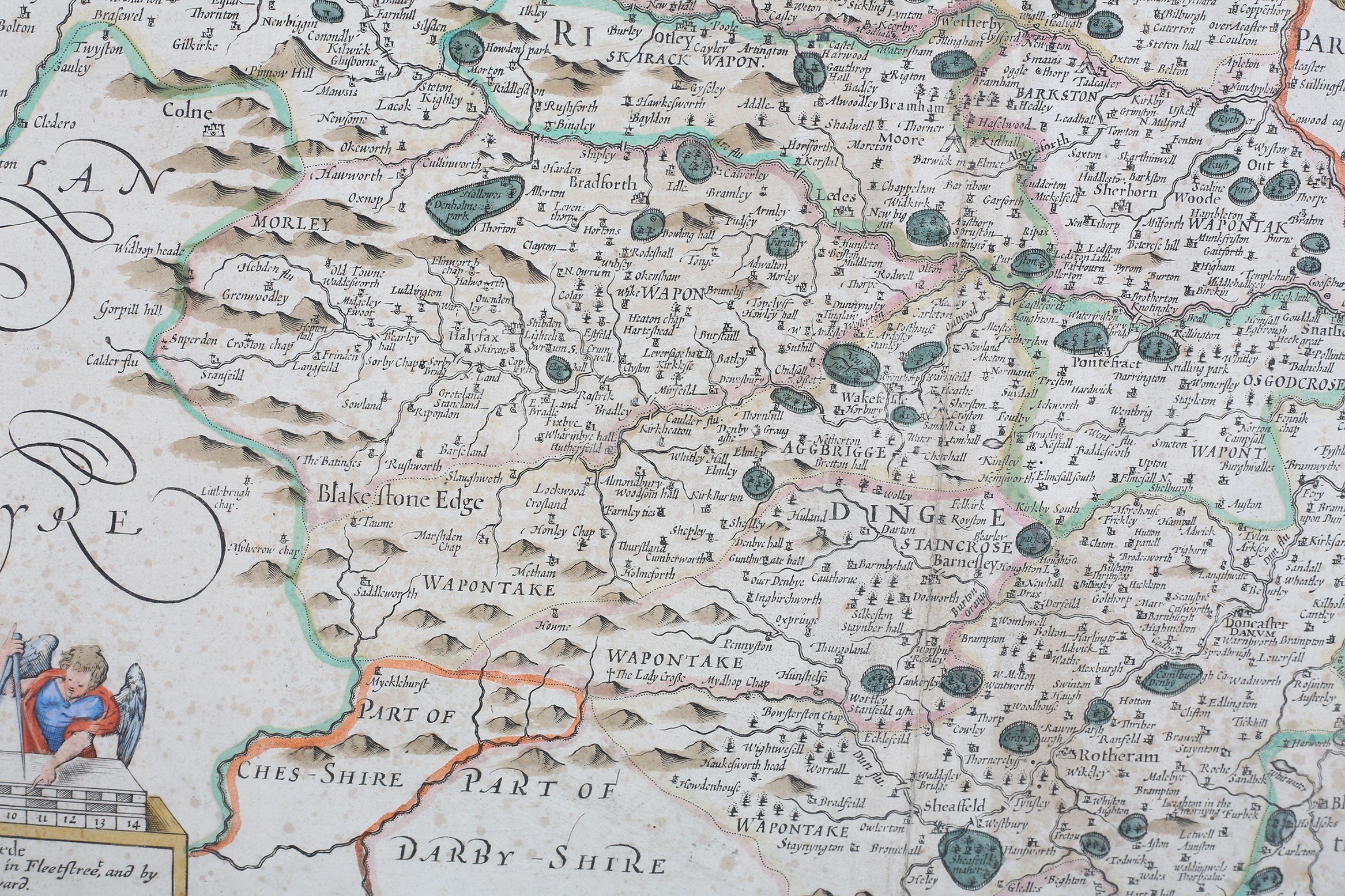 AFTER JOHN SPEED (1552-1629), The West Ridinge of Yorkshire, 1610; double page hand coloured - Image 3 of 4