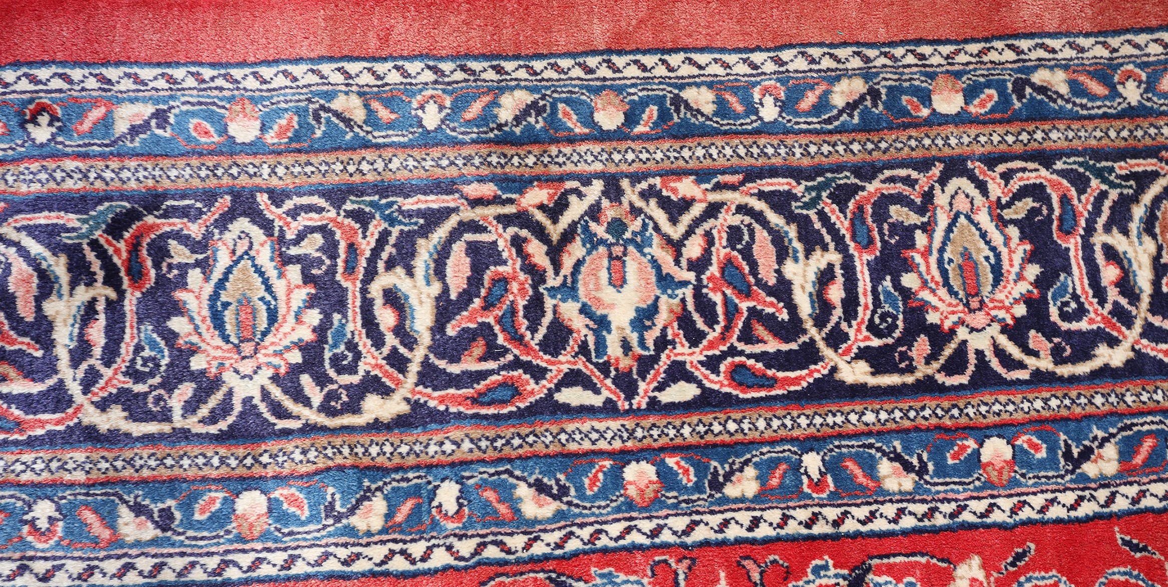 A MAHAL CARPET, the red field with central medallion within a surround of flowering leaf scrolls, - Image 3 of 4