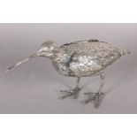 A LATE 19TH CENTURY GERMAN SILVER MODEL OF A WOODCOCK with articulated wings and detachable head,