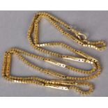A VICTORIAN CHAIN IN 9CT GOLD of square box links, interspaced with pierced elongated box links,