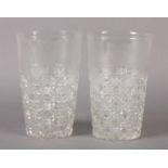 A PAIR OF LATE 19TH/EARLY 20TH CENTURY ALE GLASSES, the lower body of hobnail cut, star cut to base,